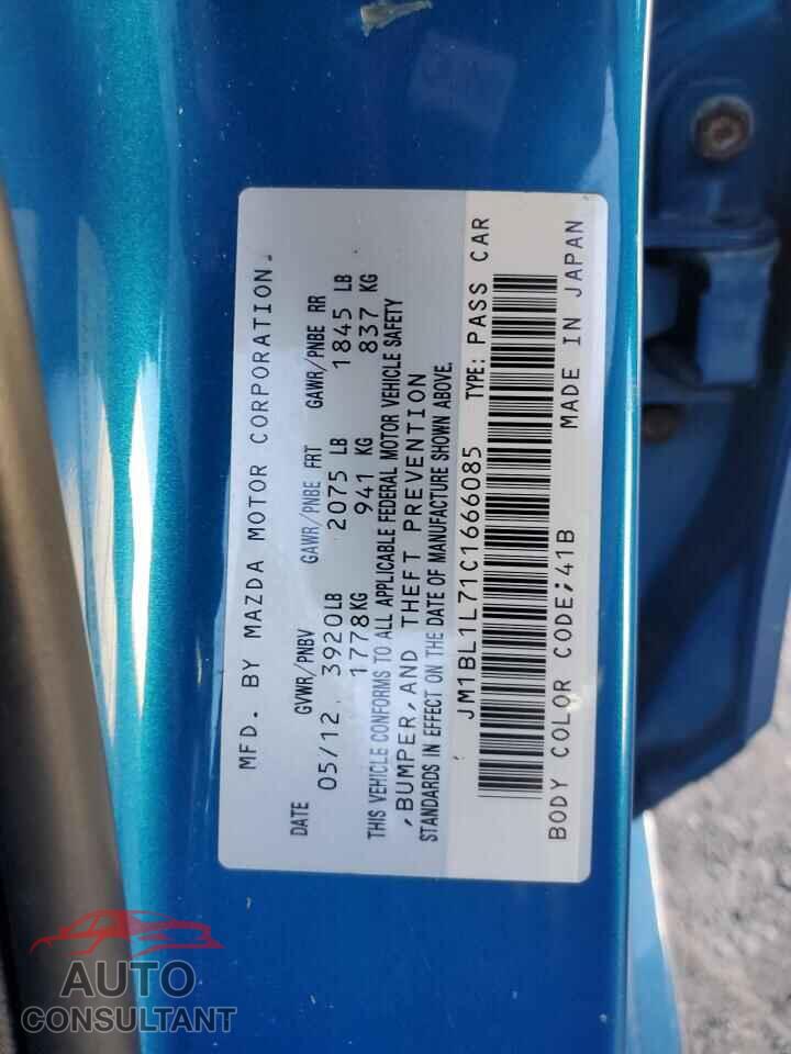 MAZDA 3 2012 - JM1BL1L71C1666085