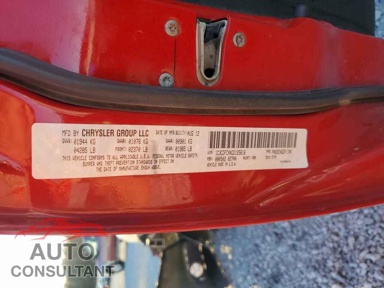 DODGE DART 2013 - 1C3CDFCAXDD125616
