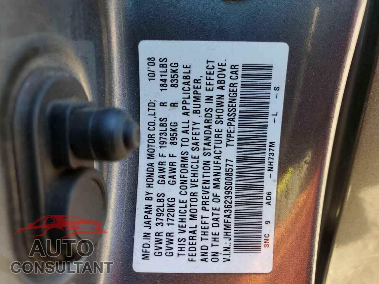 HONDA CIVIC 2009 - JHMFA36239S008577