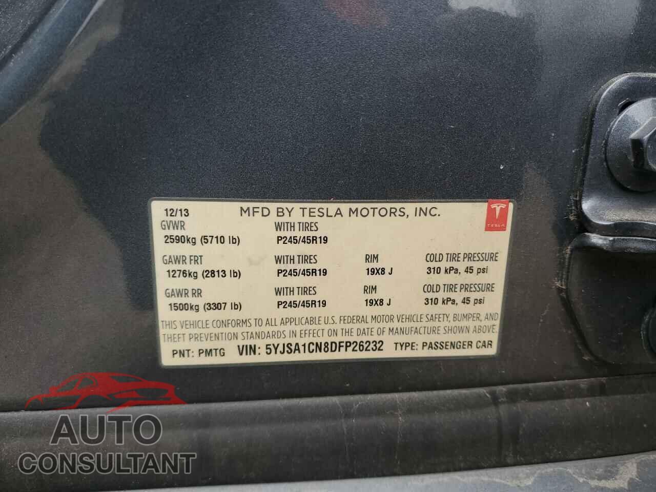 TESLA MODEL S 2013 - 5YJSA1CN8DFP26232