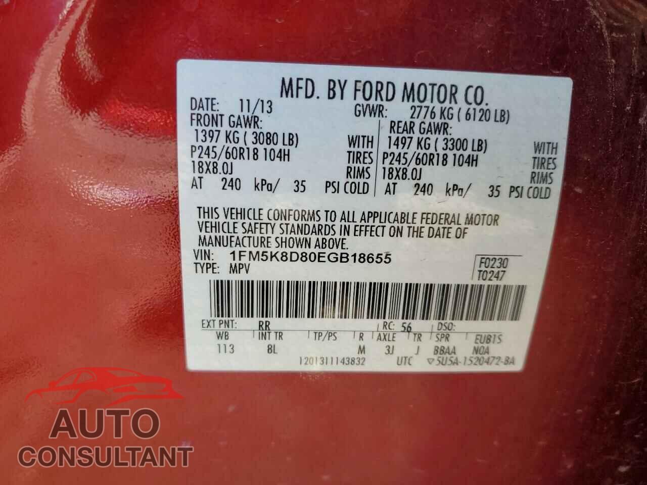 FORD EXPLORER 2014 - 1FM5K8D80EGB18655