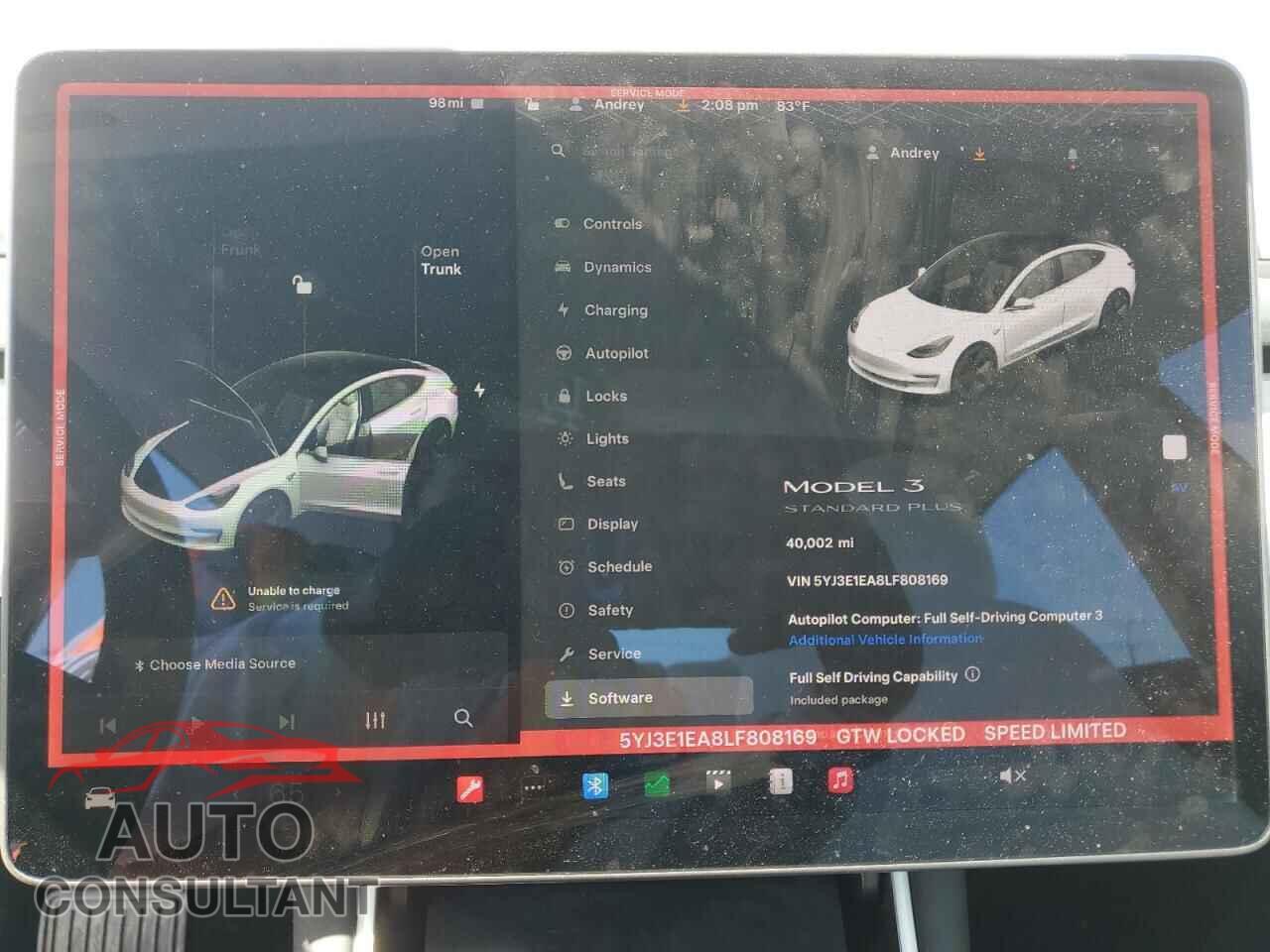 TESLA MODEL 3 2020 - 5YJ3E1EA8LF808169