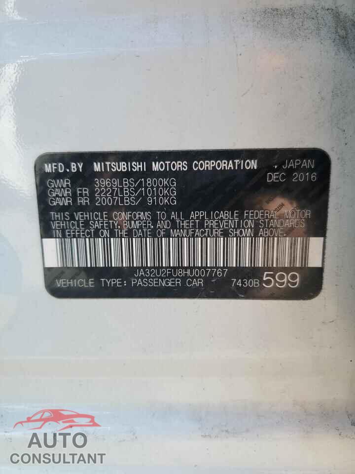 MITSUBISHI LANCER 2017 - JA32U2FU8HU007767
