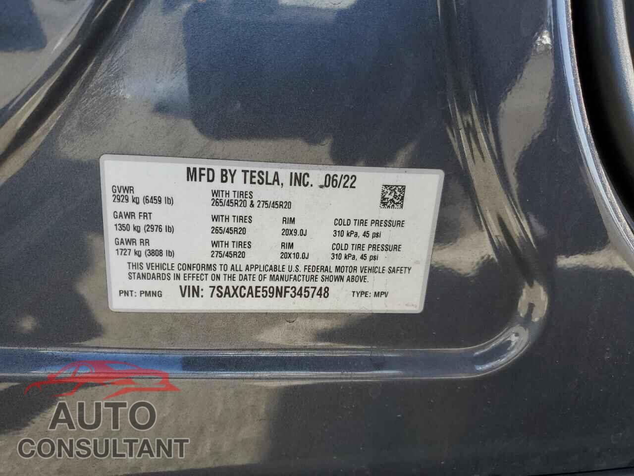 TESLA MODEL X 2022 - 7SAXCAE59NF345748