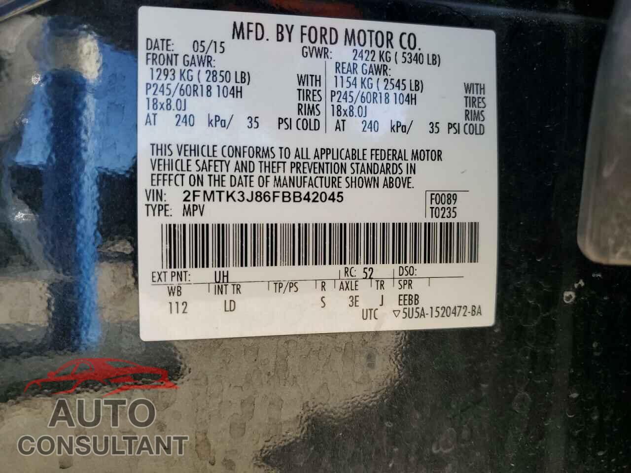 FORD EDGE 2015 - 2FMTK3J86FBB42045