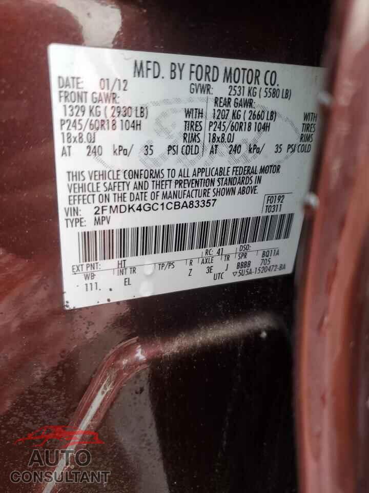 FORD EDGE 2012 - 2FMDK4GC1CBA83357