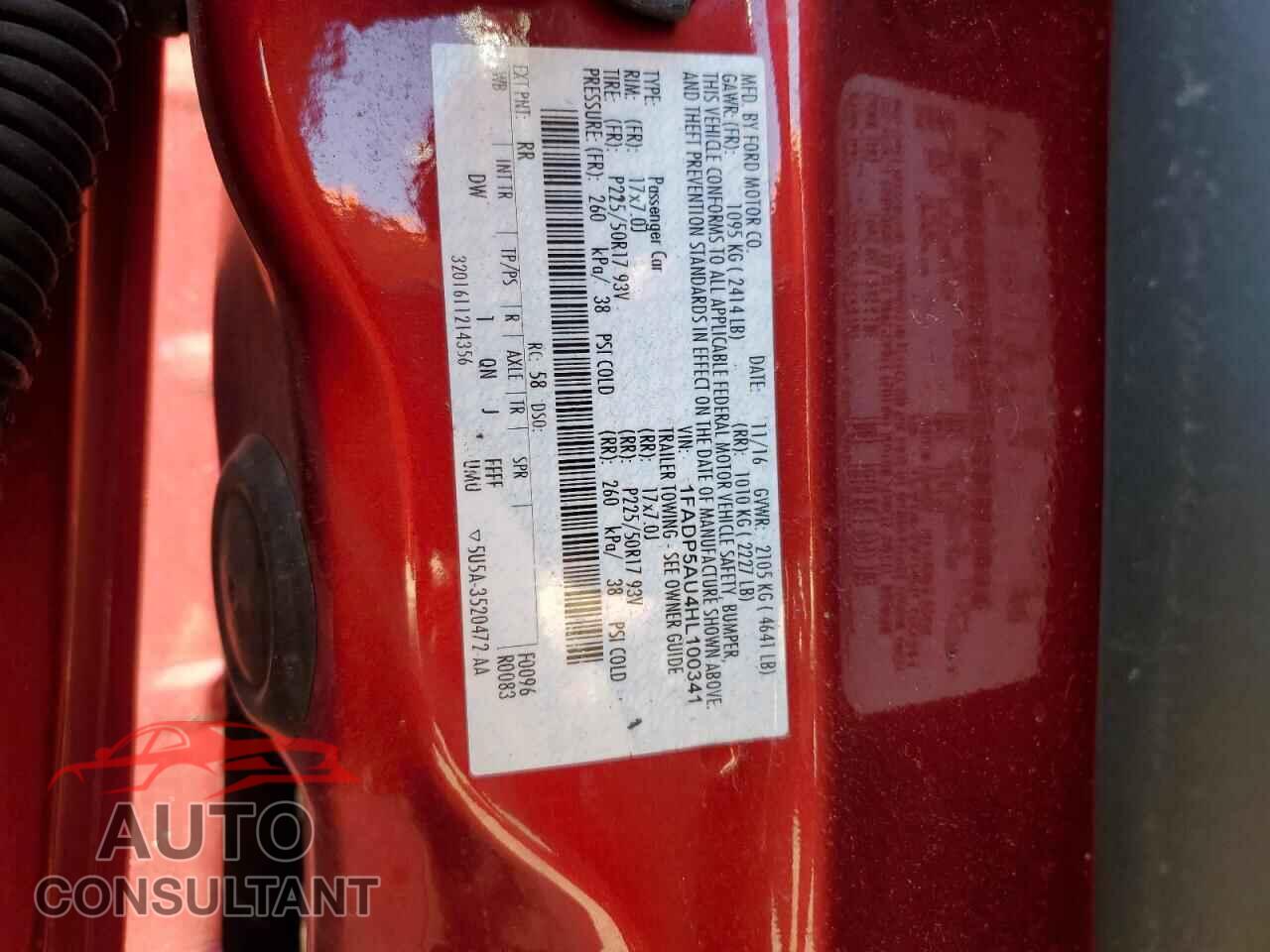 FORD CMAX 2017 - 1FADP5AU4HL100341