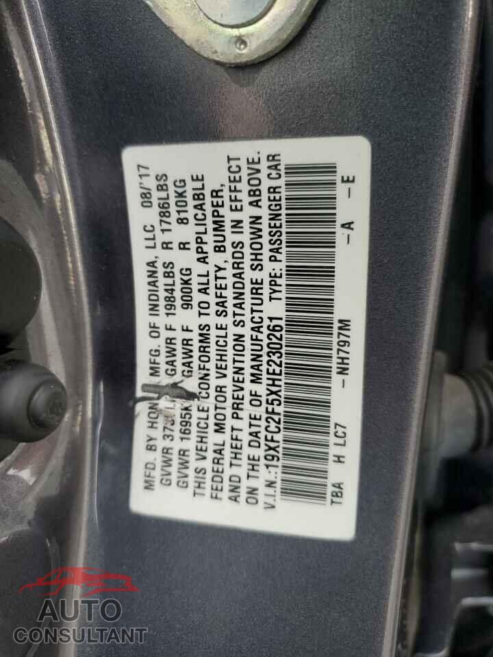 HONDA CIVIC 2017 - 19XFC2F5XHE230261