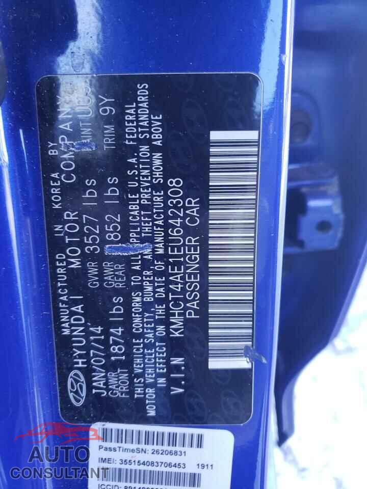 HYUNDAI ACCENT 2014 - KMHCT4AE1EU642308