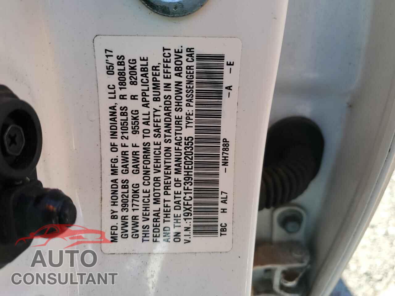 HONDA CIVIC 2017 - 19XFC1F39HE020355