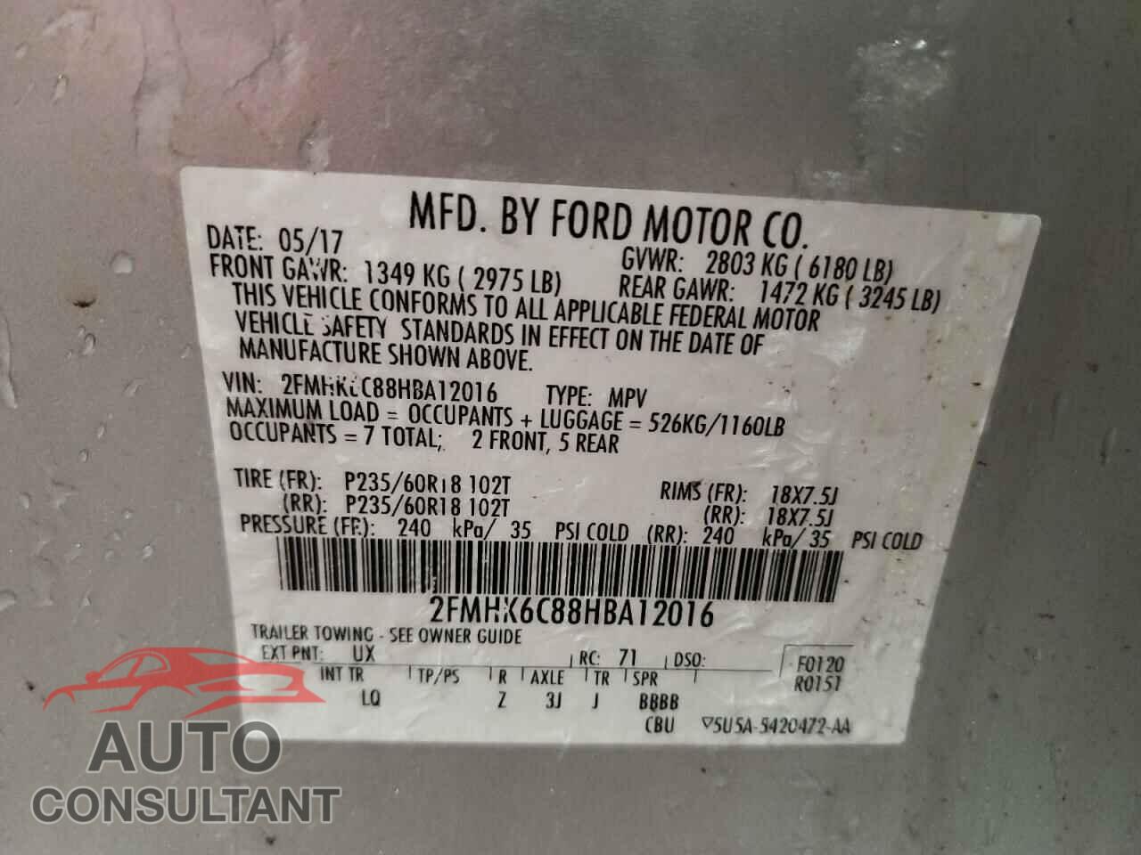 FORD FLEX 2017 - 2FMHK6C88HBA12016