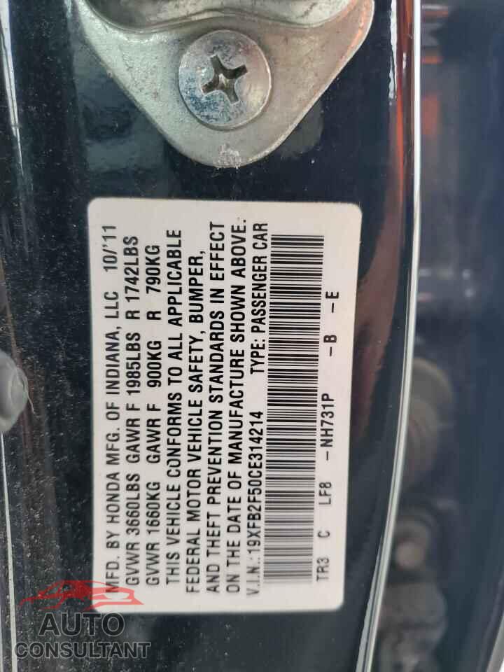 HONDA CIVIC 2012 - 19XFB2F50CE314214