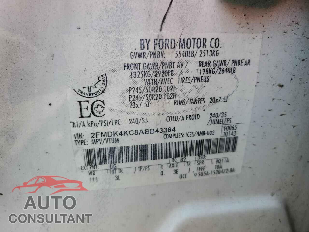 FORD EDGE 2010 - 2FMDK4KC8ABB43364