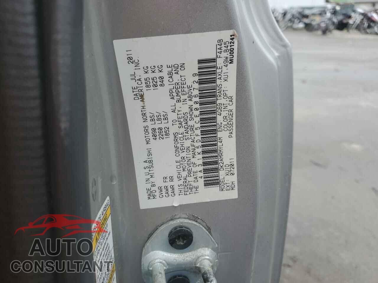 MITSUBISHI ECLIPSE 2012 - 4A31K5DF5CE006729