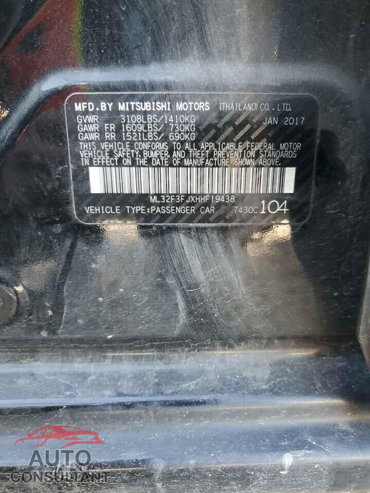 MITSUBISHI MIRAGE 2017 - ML32F3FJXHHF19438