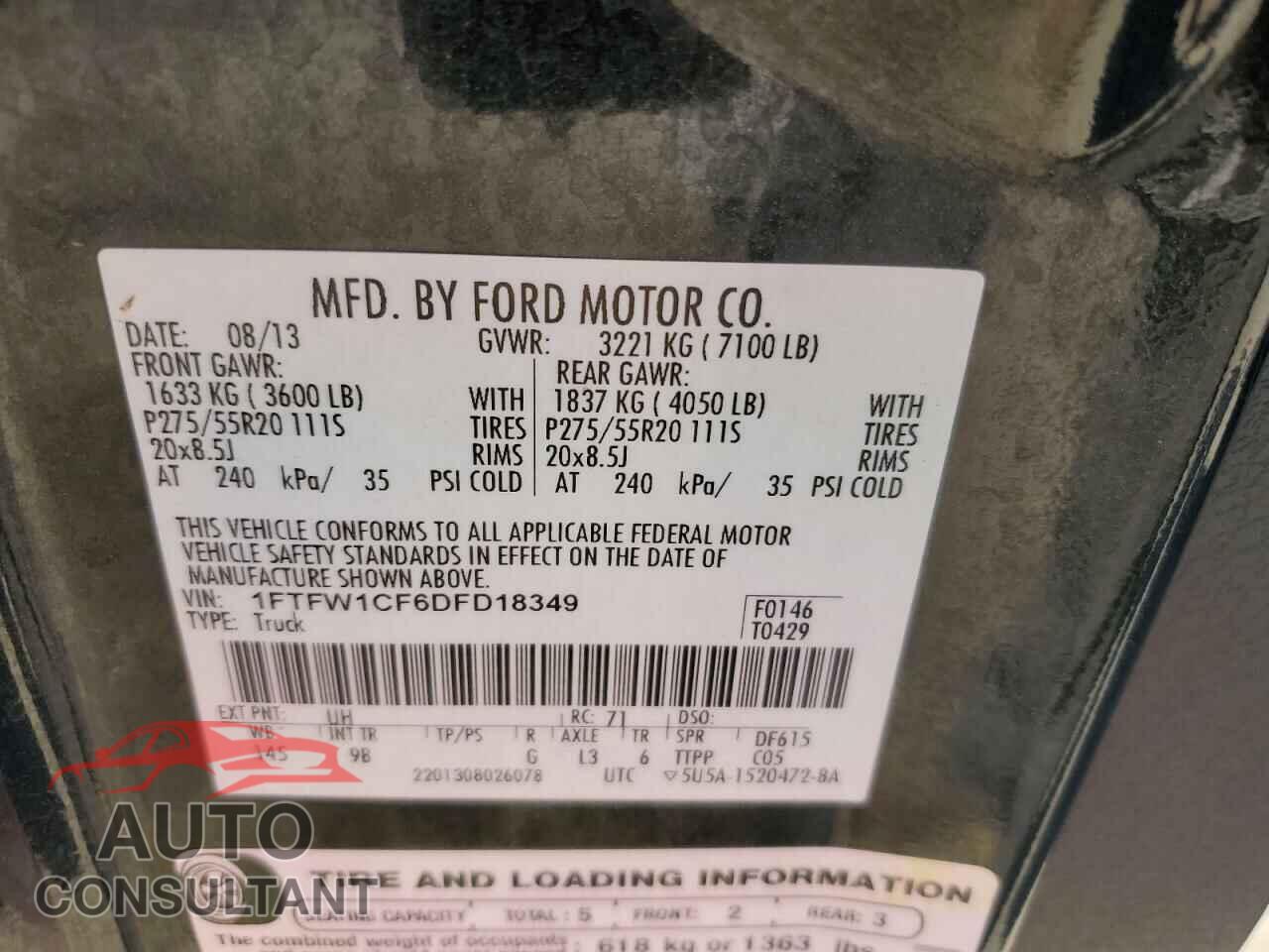 FORD F-150 2013 - 1FTFW1CF6DFD18349