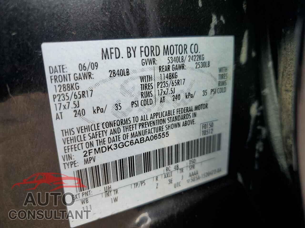 FORD EDGE 2010 - 2FMDK3GC6ABA06555