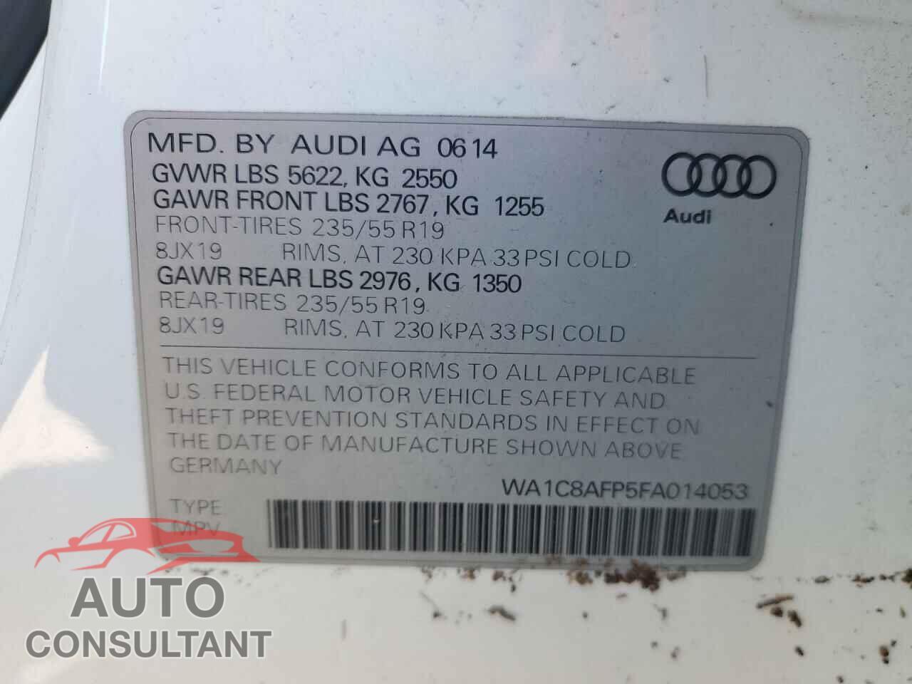 AUDI Q5 2015 - WA1C8AFP5FA014053