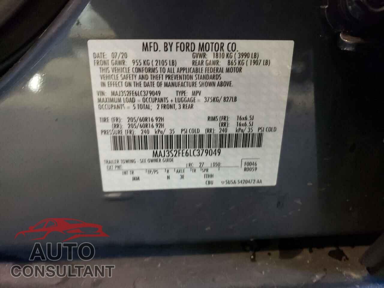 FORD ECOSPORT 2020 - MAJ3S2FE6LC379049