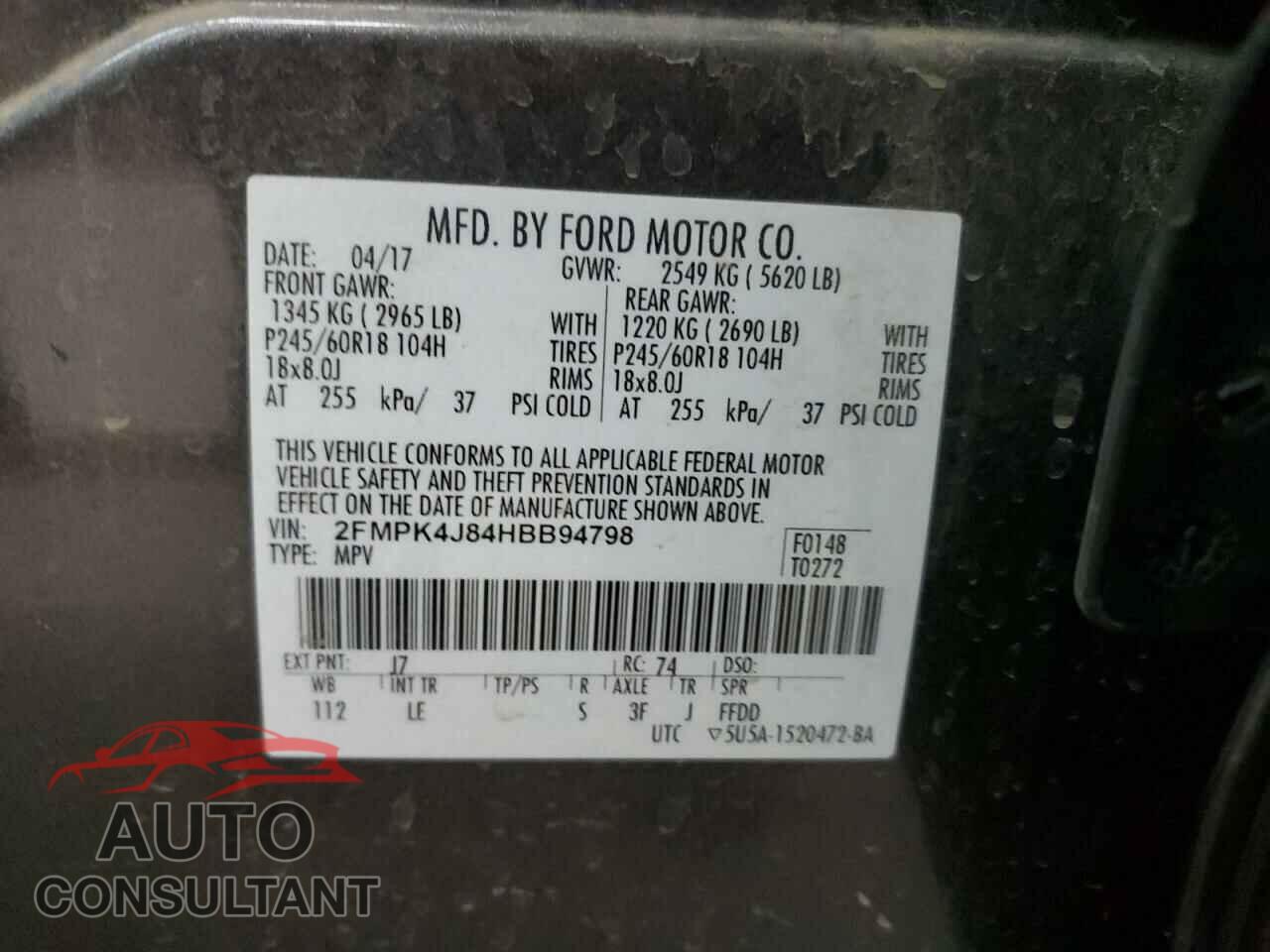 FORD EDGE 2017 - 2FMPK4J84HBB94798