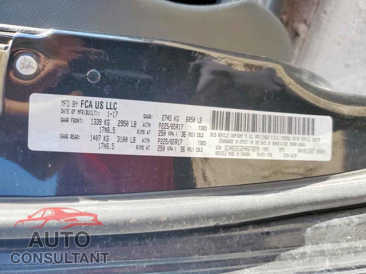 DODGE CARAVAN 2017 - 2C4RDGEG2HR673870