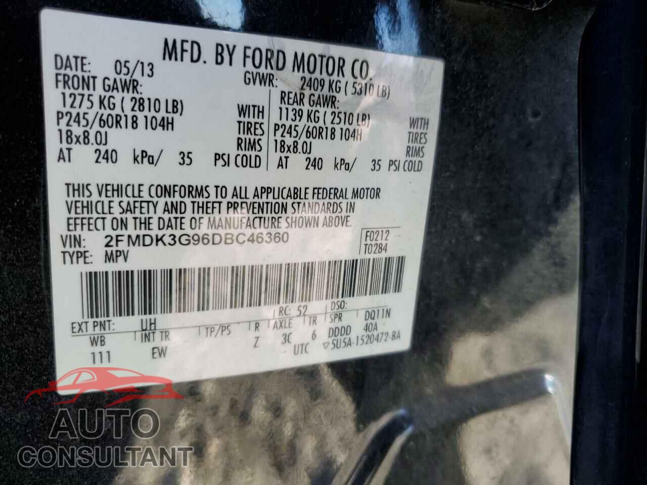 FORD EDGE 2013 - 2FMDK3G96DBC46360