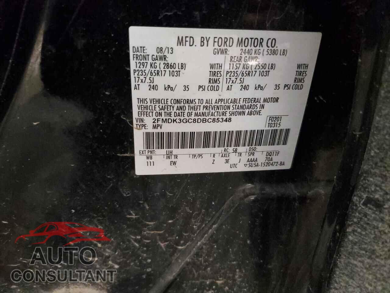 FORD EDGE 2013 - 2FMDK3GC8DBC85348