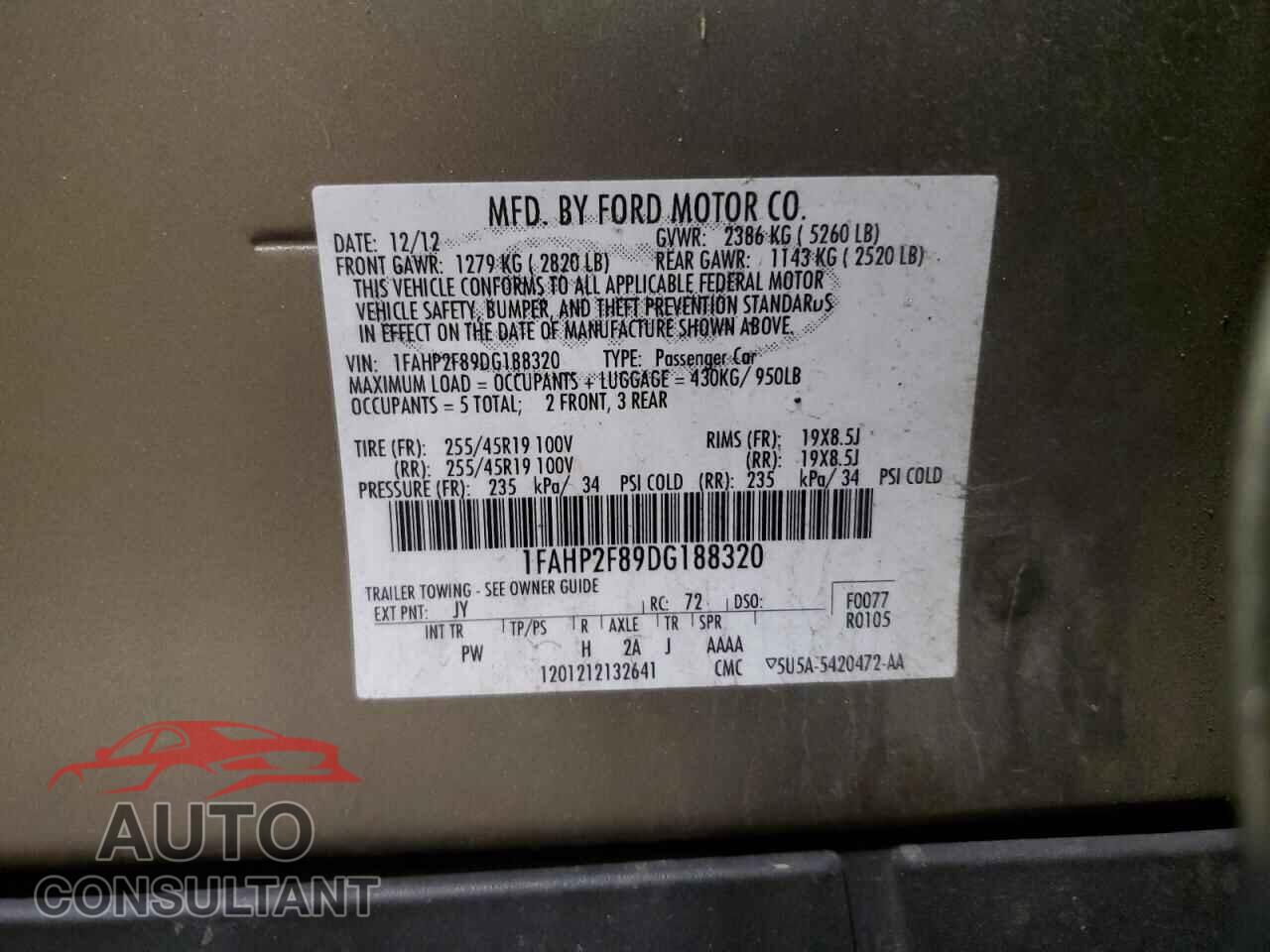 FORD TAURUS 2013 - 1FAHP2F89DG188320