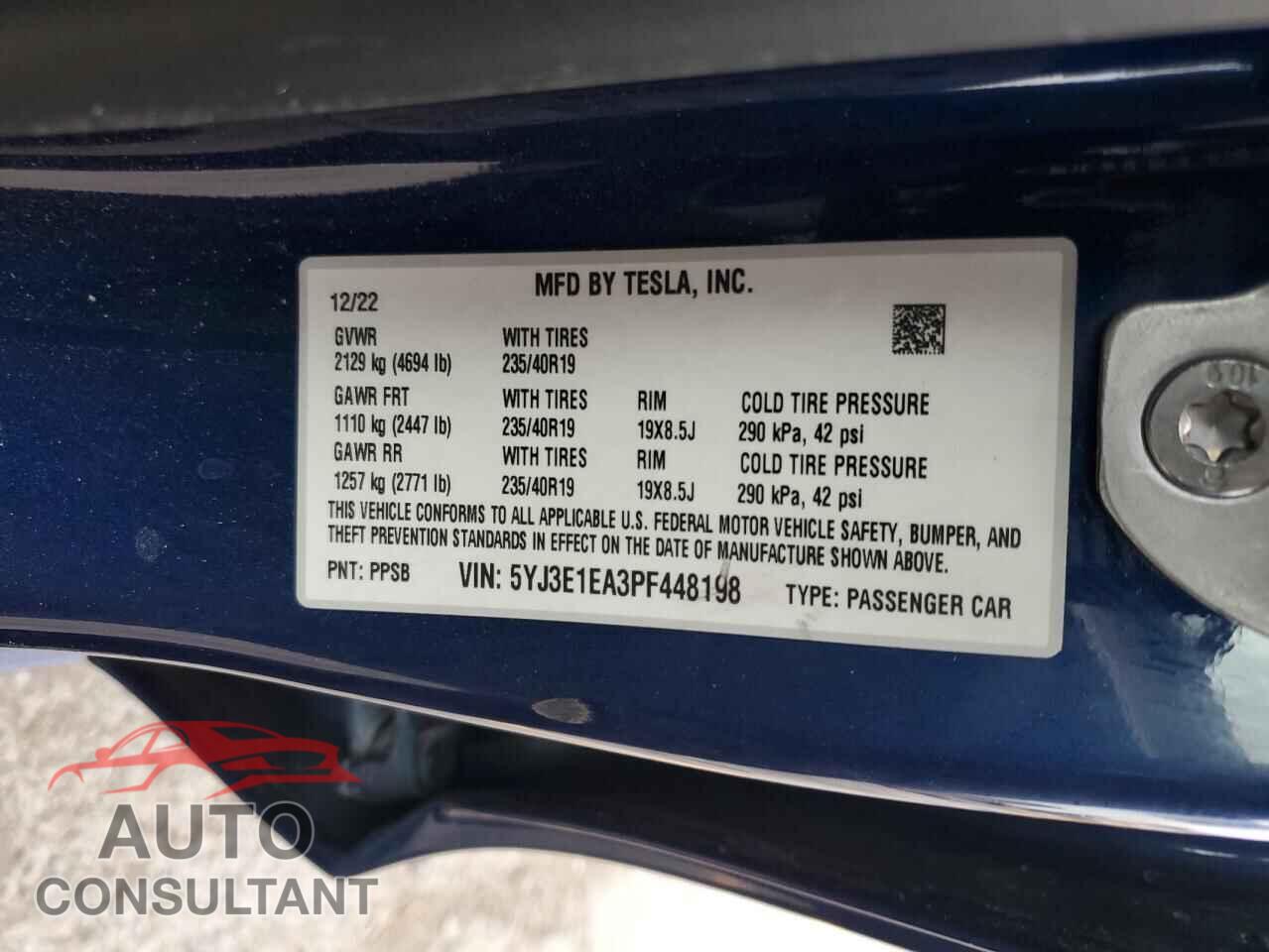 TESLA MODEL 3 2023 - 5YJ3E1EA3PF448198