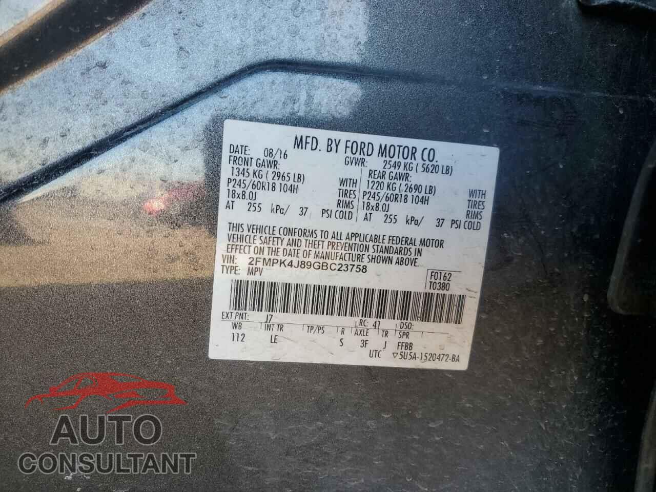 FORD EDGE 2016 - 2FMPK4J89GBC23758