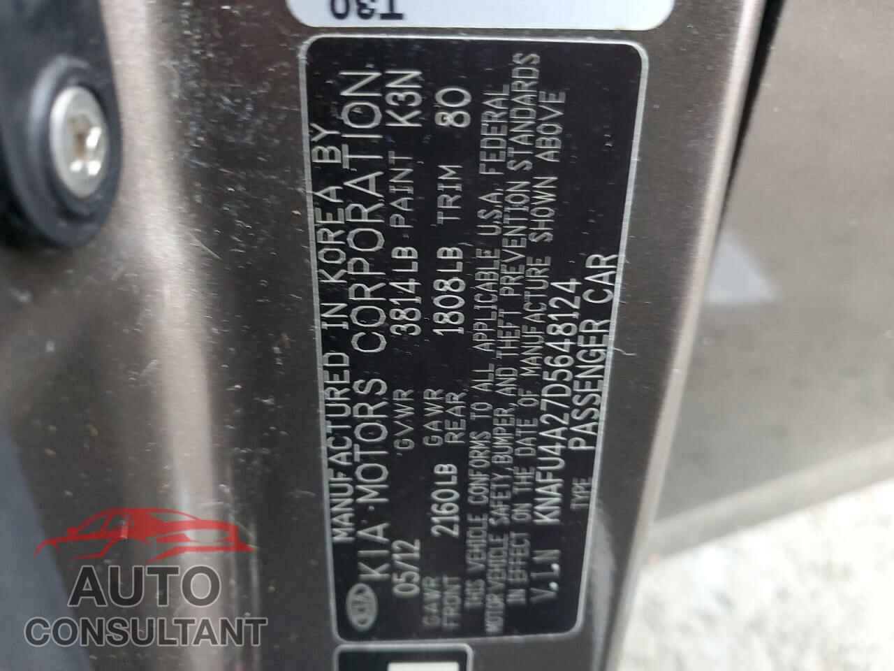 KIA FORTE 2013 - KNAFU4A27D5648124