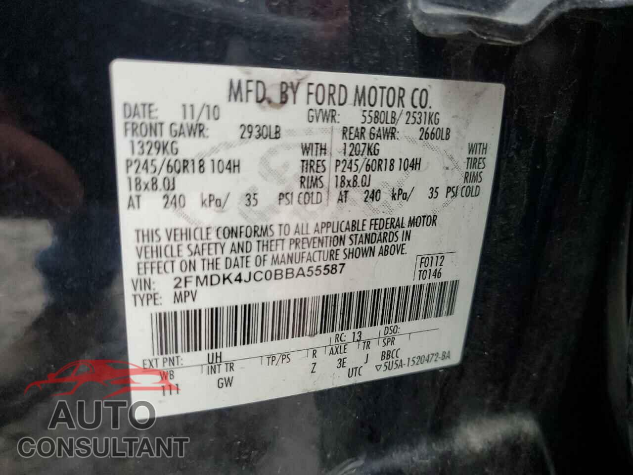 FORD EDGE 2011 - 2FMDK4JC0BBA55587