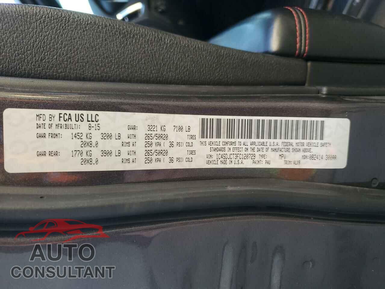 DODGE DURANGO 2015 - 1C4SDJCT3FC120729