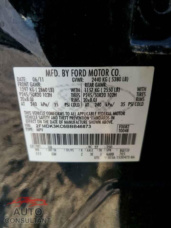 FORD EDGE 2011 - 2FMDK3KC6BBB46873