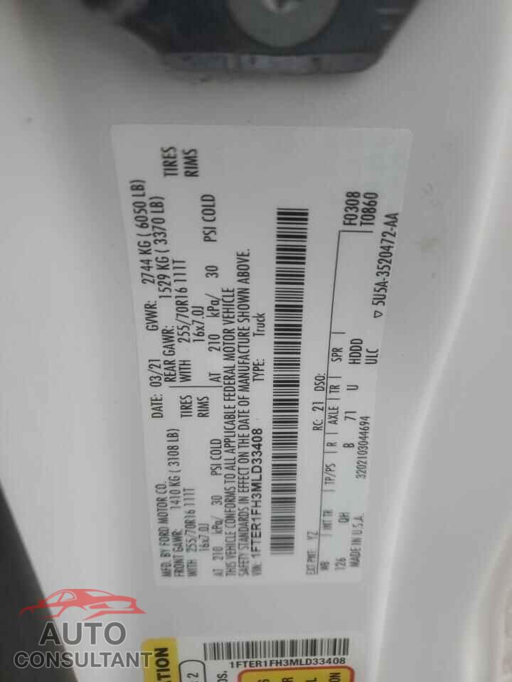 FORD RANGER 2021 - 1FTER1FH3MLD33408