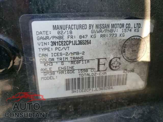 NISSAN VERSA 2018 - 3N1CE2CP1JL365264
