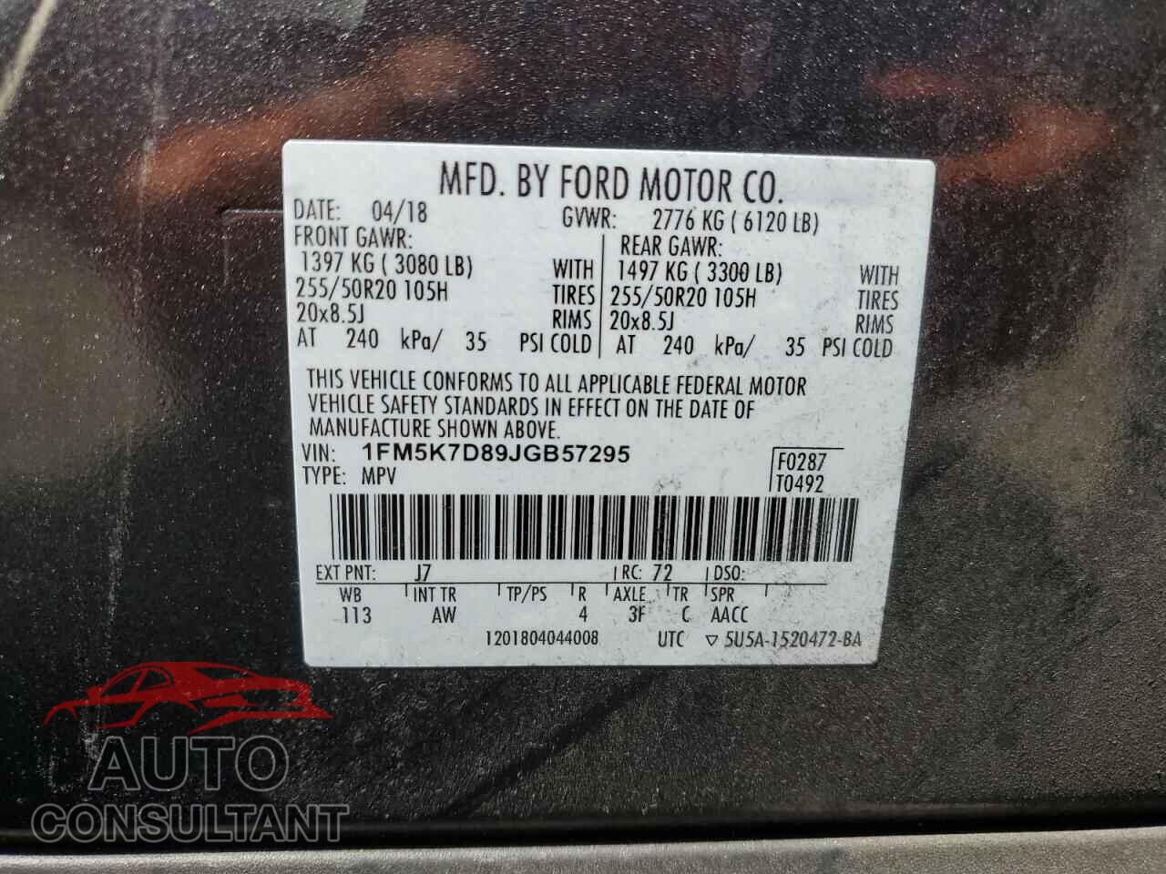 FORD EXPLORER 2018 - 1FM5K7D89JGB57295