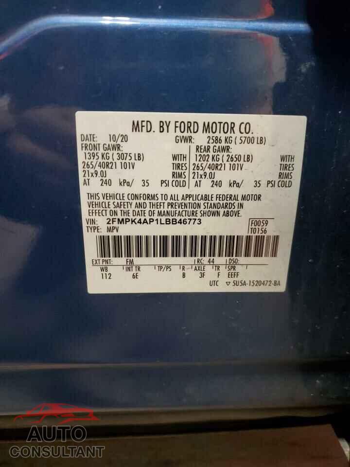 FORD EDGE 2020 - 2FMPK4AP1LBB46773