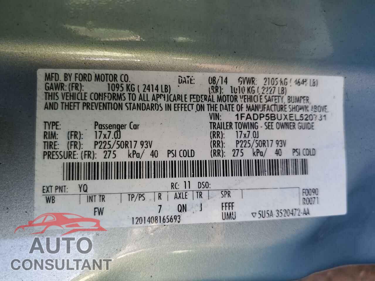 FORD CMAX 2014 - 1FADP5BUXEL520731