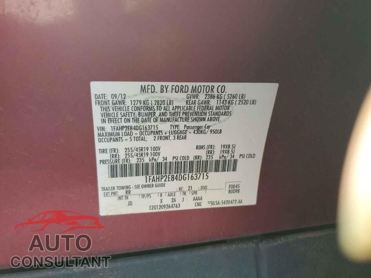 FORD TAURUS 2013 - 1FAHP2E84DG163715