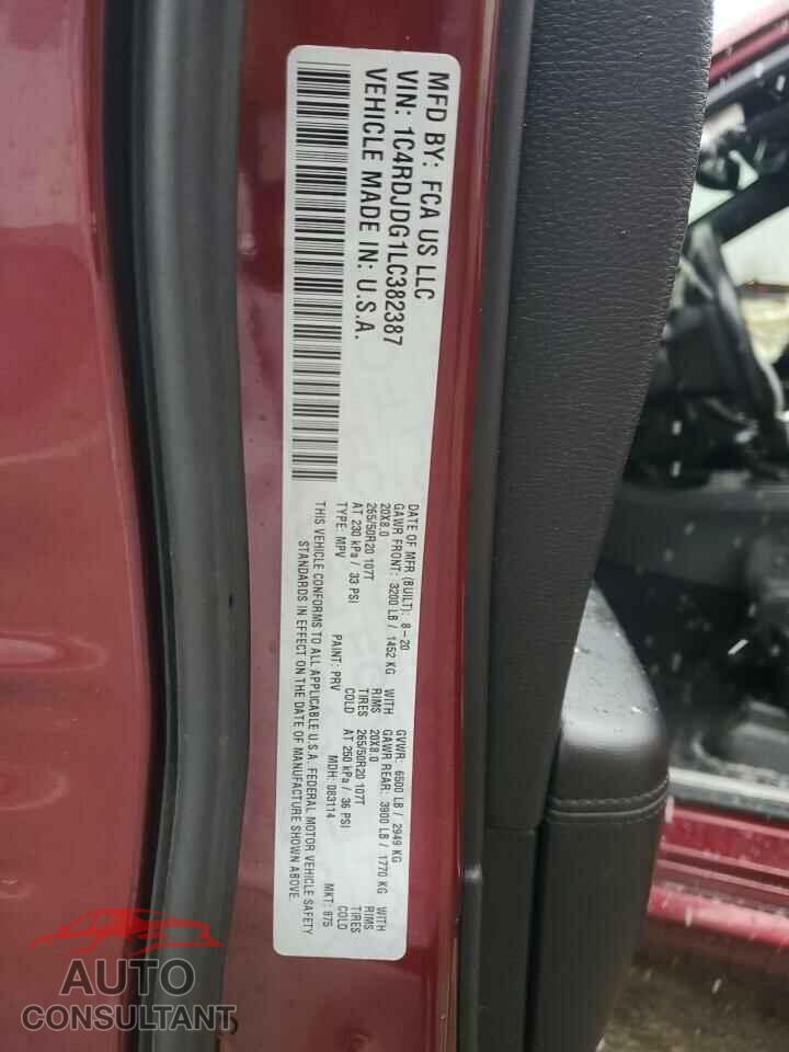 DODGE DURANGO 2020 - 1C4RDJDG1LC382387