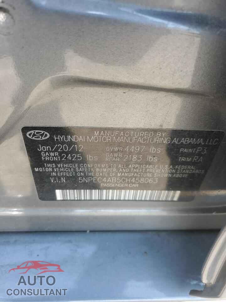 HYUNDAI SONATA 2012 - 5NPEC4AB5CH458063