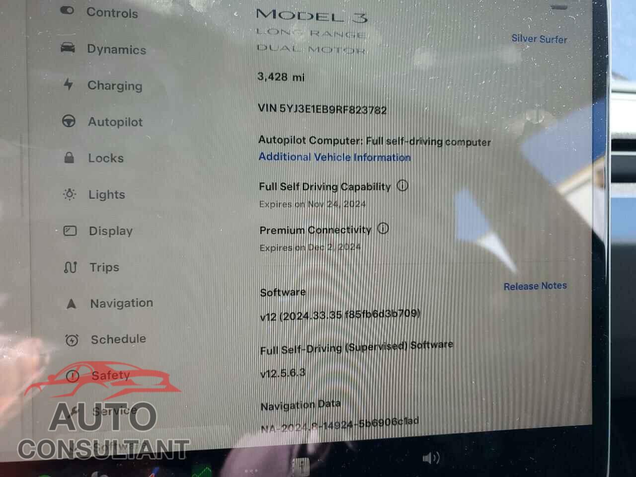 TESLA MODEL 3 2024 - 5YJ3E1EB9RF823782