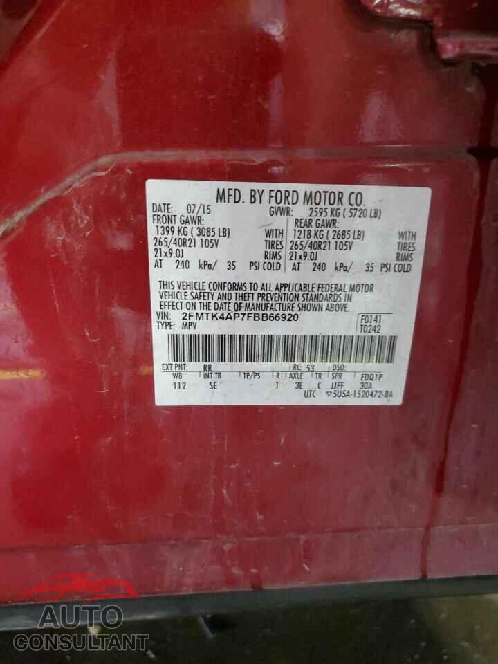 FORD EDGE 2015 - 2FMTK4AP7FBB66920