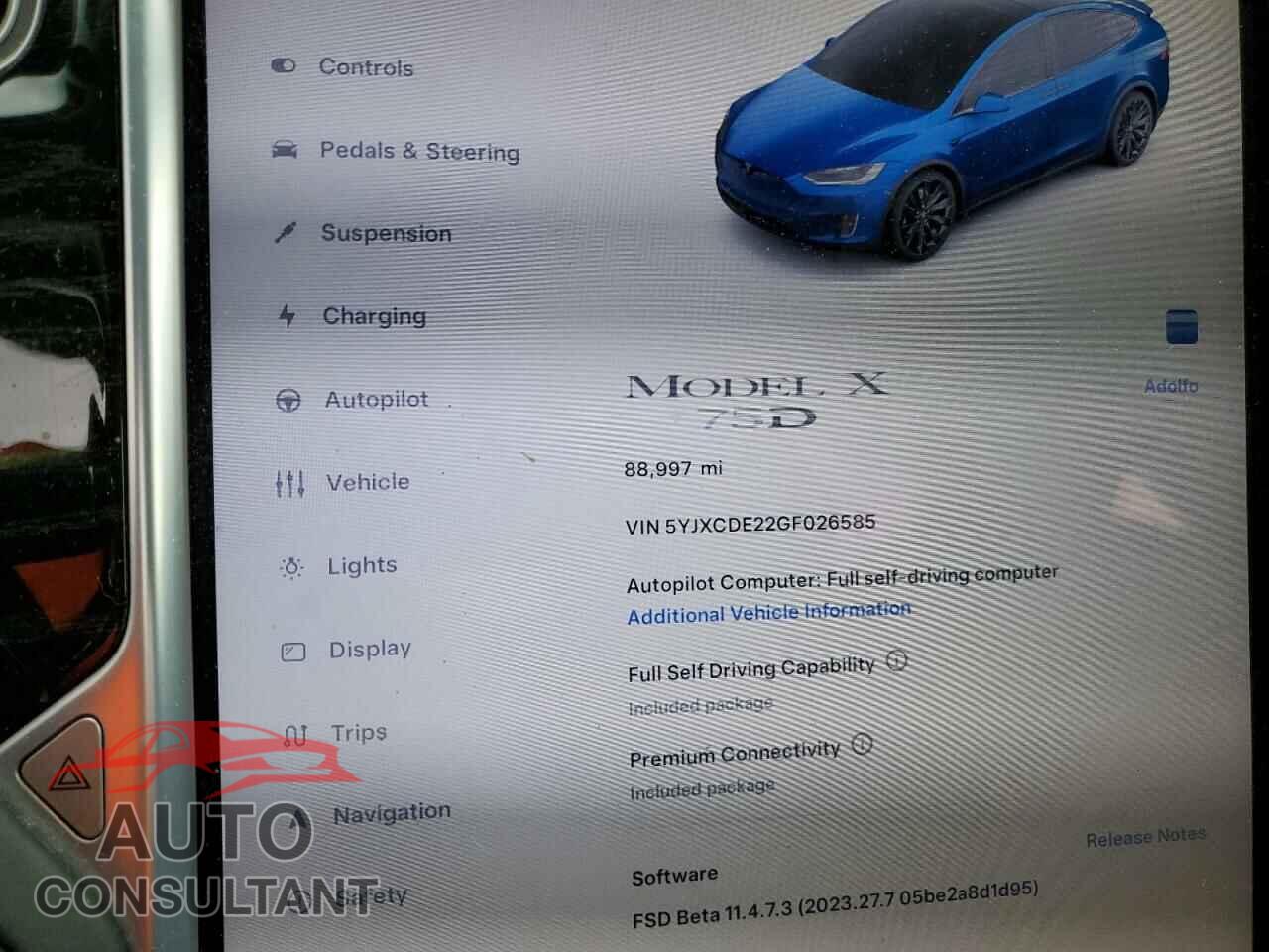 TESLA MODEL X 2016 - 5YJXCDE22GF026585
