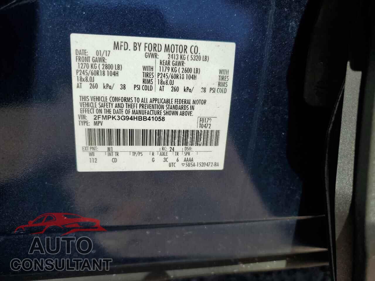FORD EDGE 2017 - 2FMPK3G94HBB41058