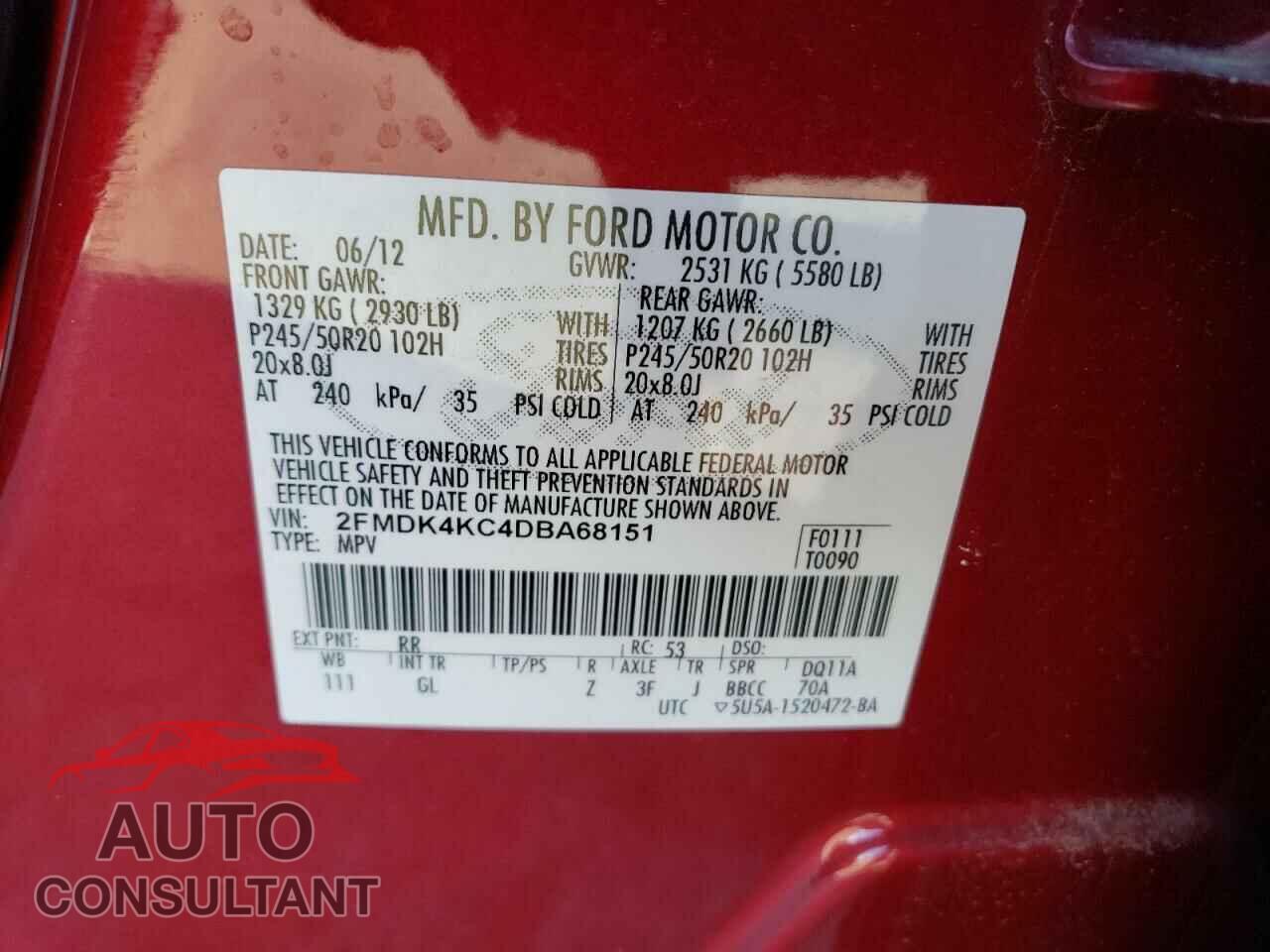 FORD EDGE 2013 - 2FMDK4KC4DBA68151