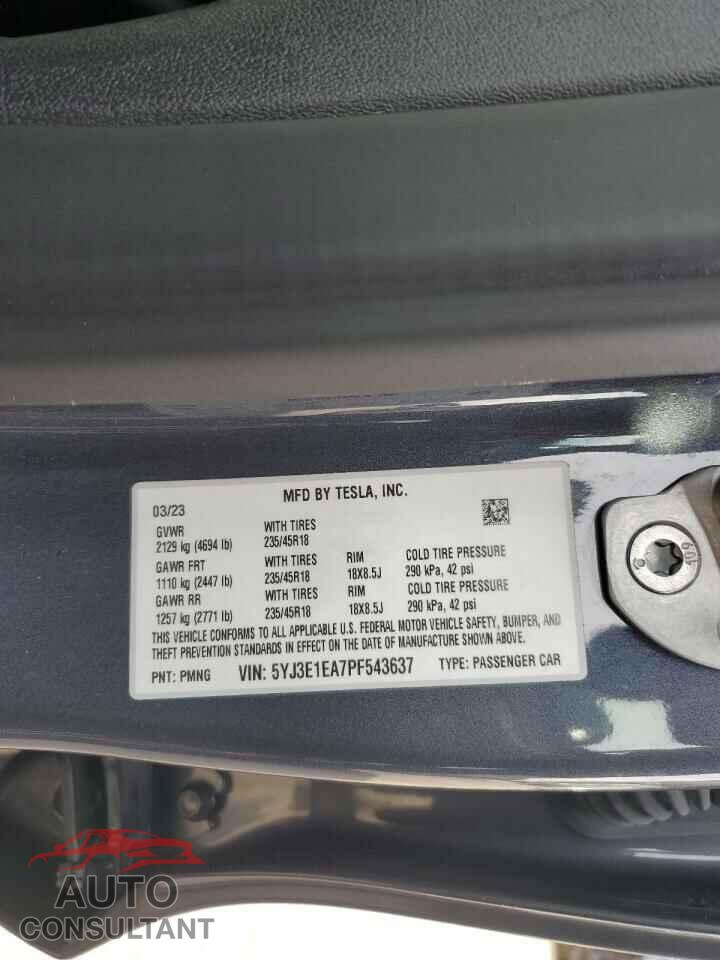 TESLA MODEL 3 2023 - 5YJ3E1EA7PF543637