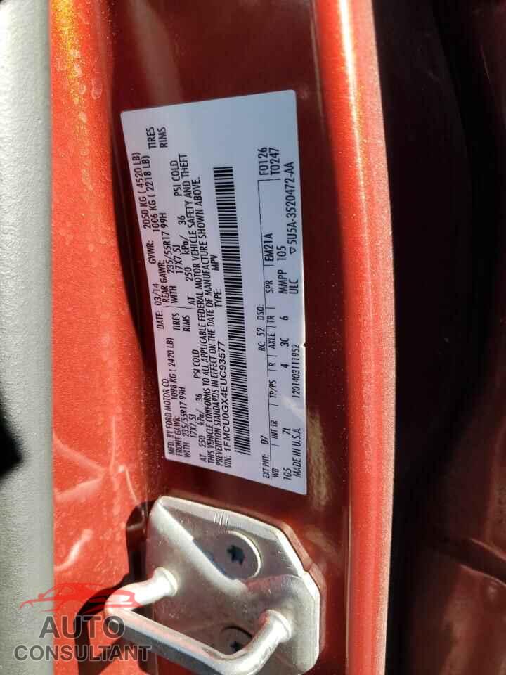 FORD ESCAPE 2014 - 1FMCU0GX4EUC93577