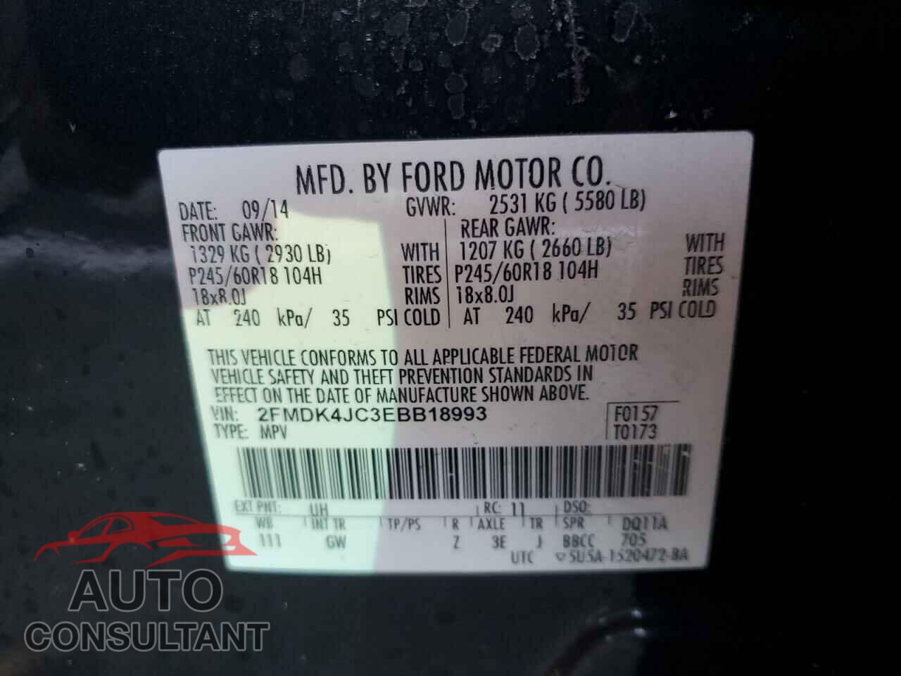 FORD EDGE 2014 - 2FMDK4JC3EBB18993